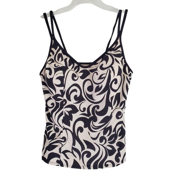 Miraclesuit Other - Miraclesuit Tankini Top Womens 16 Black White Floral Padded Bra Tummy Control